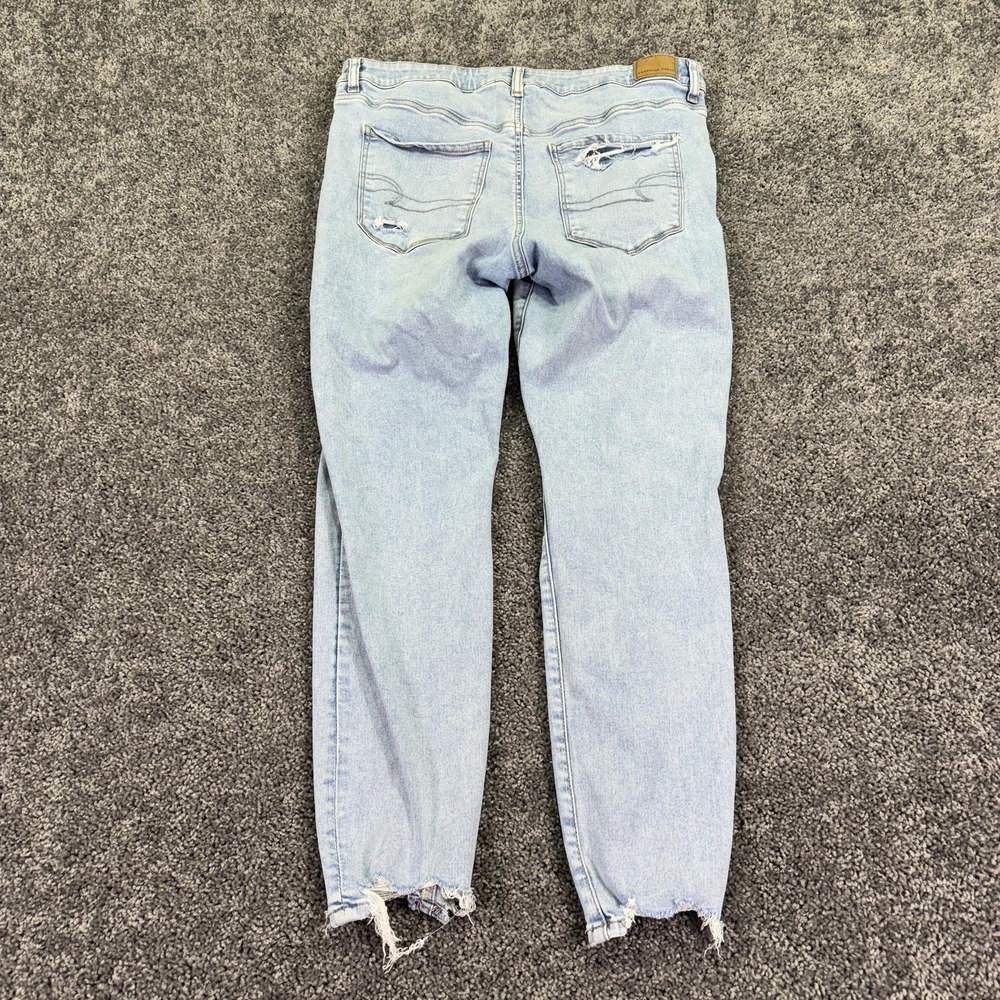 American Eagle Jeans Womens 16 Blue High Rise Jegging Distressed Stretch Denim - Picture 2 of 8